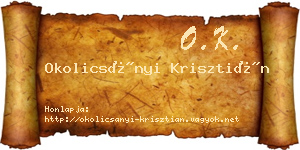 Okolicsányi Krisztián névjegykártya